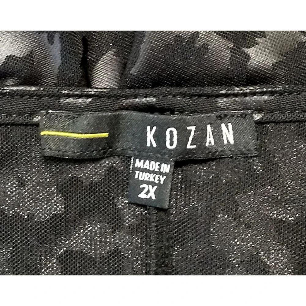 KOZAN Women's Black Leopard 2 Piece Pant Set Plus Sz 2x Loungewear - Picture 10 of 11
